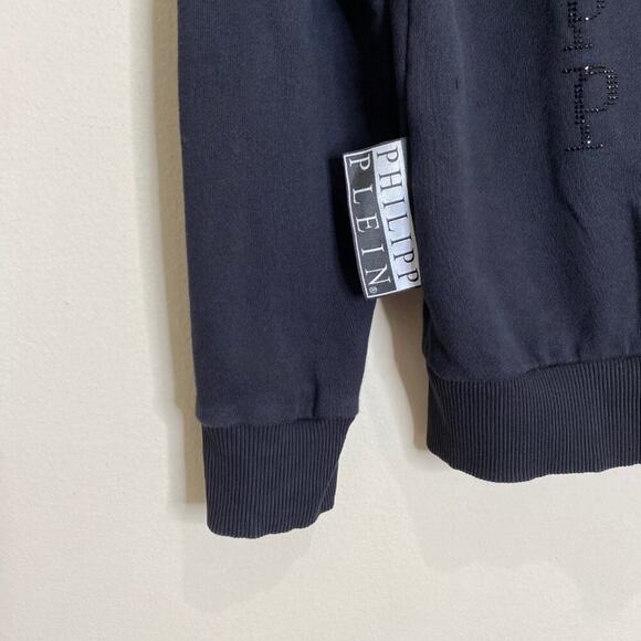 Philipp Plein Crystal Rhinestone Half Skull Hoodie *Black* Sz XL - Picture 14 of 14